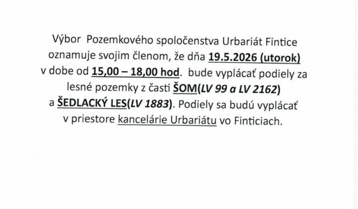 Fotka - Oznámenie urbariátu