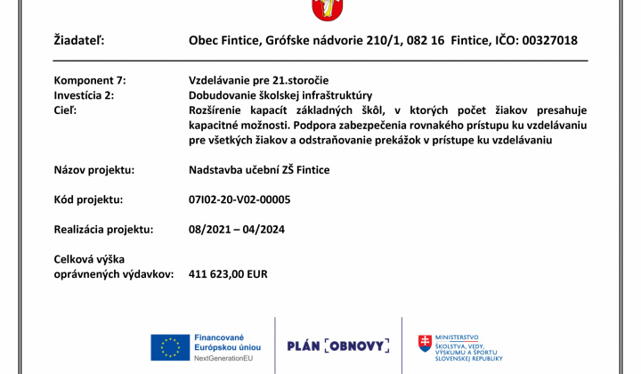 Fotka - Nadstavba učební ZŠ Fintice