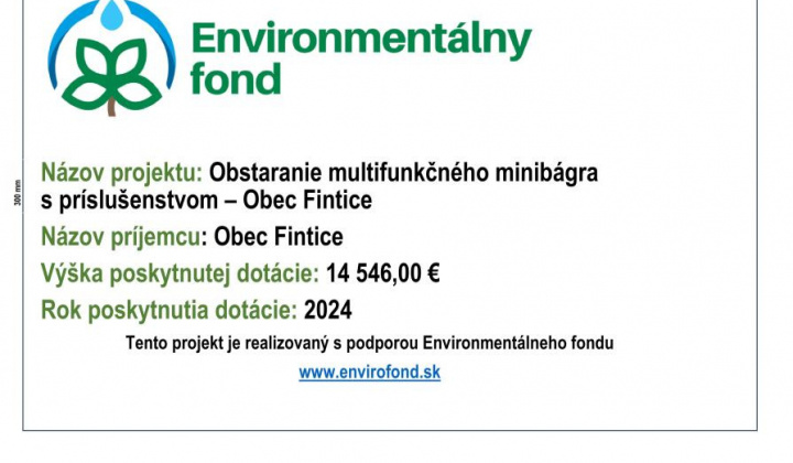 Fotka - Obstaranie multifunkčného minibágra s príslušenstvom - Obec Fintice 